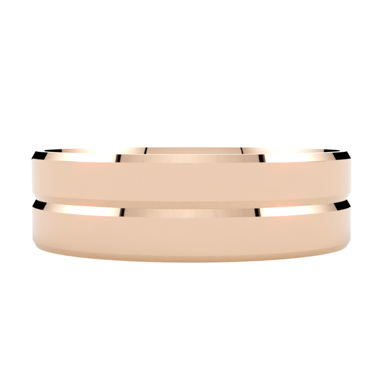 Płaskie szerokie fazowane obrączki ślubne z różowego złota